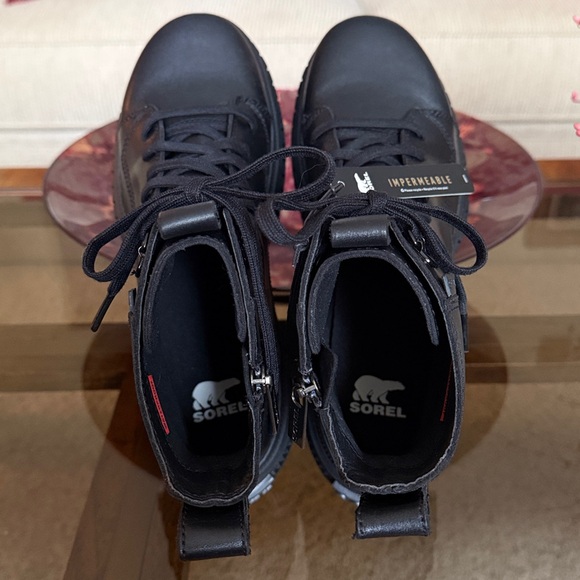 Sorel ONA AVE Women’s Black Waterproof Leather Platform Combat Boot Size 9 - Picture 16 of 17